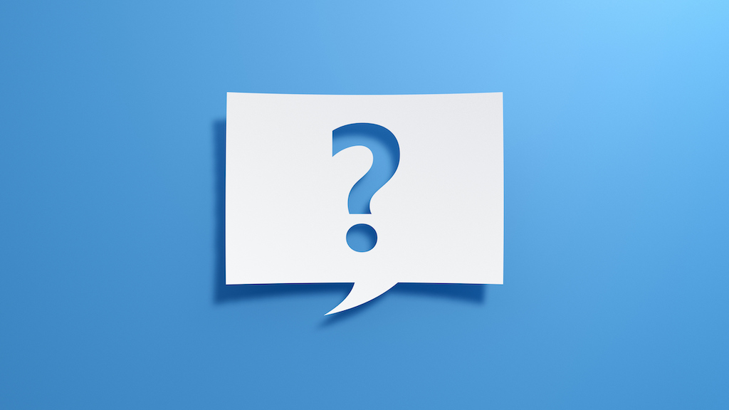 Question mark on blue background. FAQ about plumbing service. 