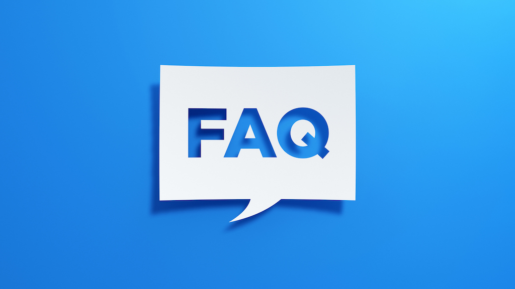 Blue background with white speech bubble reading 'FAQ' |  catch basin cleaning